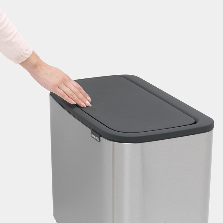 Produktbild Brabantia Mülleimer zur Trennung mit Knopf, silber (31 62 27) (34 l)