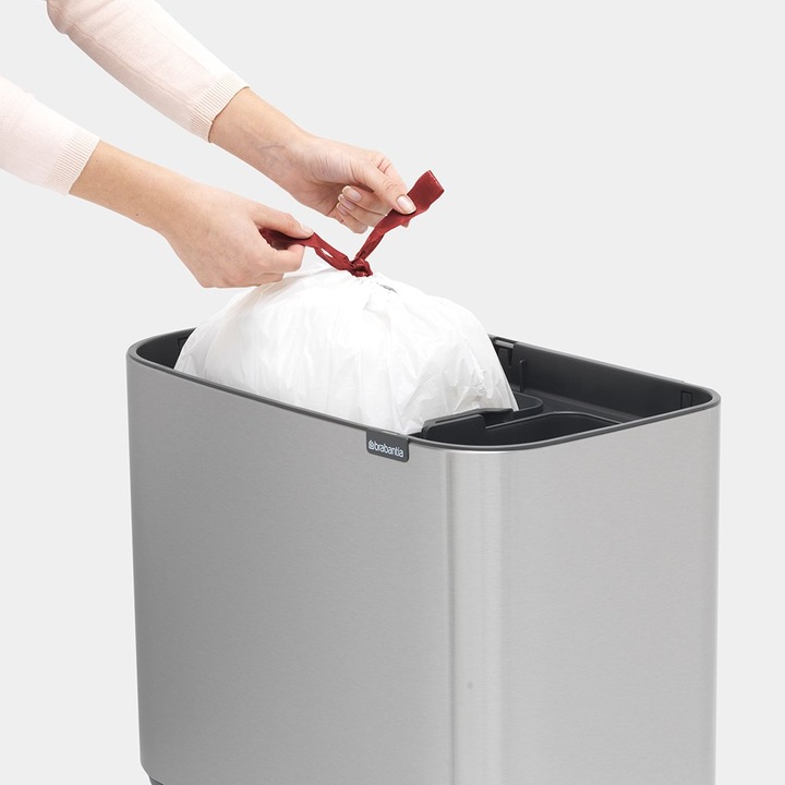 Produktbild Brabantia Mülleimer zur Trennung mit Knopf, silber (31 62 27) (34 l)