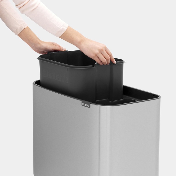 Produktbild Brabantia Mülleimer zur Trennung mit Knopf, silber (31 62 27) (34 l)