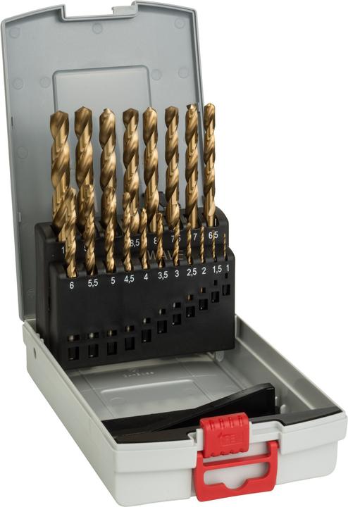 Immagine prodotto Bosch Professional Zubehör Set di punte per metallo HSS-TiN, ProBox, 19 pezzi (1 mm, 1,5 mm, 2 mm, 2,5 mm, 3 mm, 3,5 mm, 10 mm, 7 mm, 7,5 mm, 8 mm, 8,5 mm, 9 mm, 9,5 mm, 4 mm, 4,5 mm, 5 mm, 5,5 mm, 6 mm, 6,5 mm)