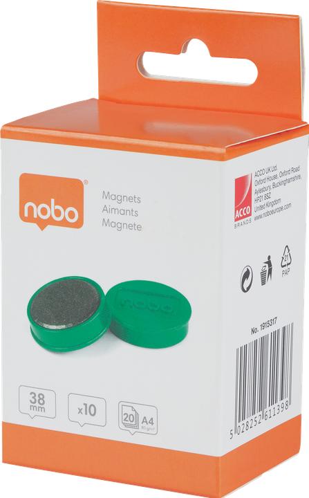 Actual product image Nobo Magnet round 38mm 1915317 green 10 pieces (10 x)