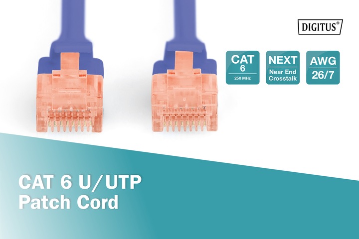 Actual product image Digitus CAT 6 U/UTP patch cord (U/UTP, CAT6, 1 m)
