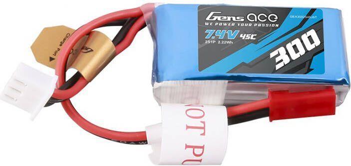 Image du produit Gens Ace Pack de batteries Lipo 300mAh 7.4V 45C 2S1P avec connecteur JST-SYP (7.40 V, 300 mAh)