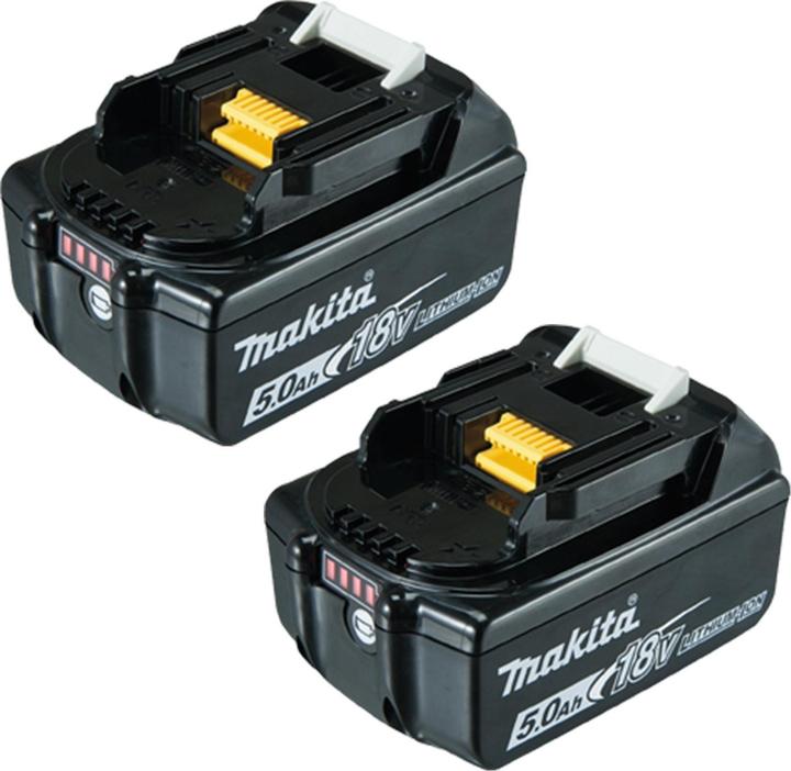 Makita 2 x BL1850B Akkupack 18V/5,0Ah Li-Ion (Doppelpack) mit Ladestandsanzeige (18 V)