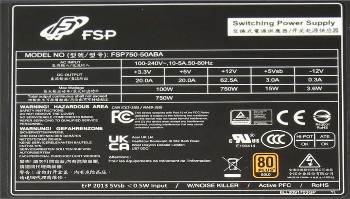 Produktbild Acer DC.75018.001 (750 W)