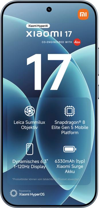 Actual product image Xiaomi 17 (512 GB, Ice Blue, 6.30", Dual SIM, 5G)