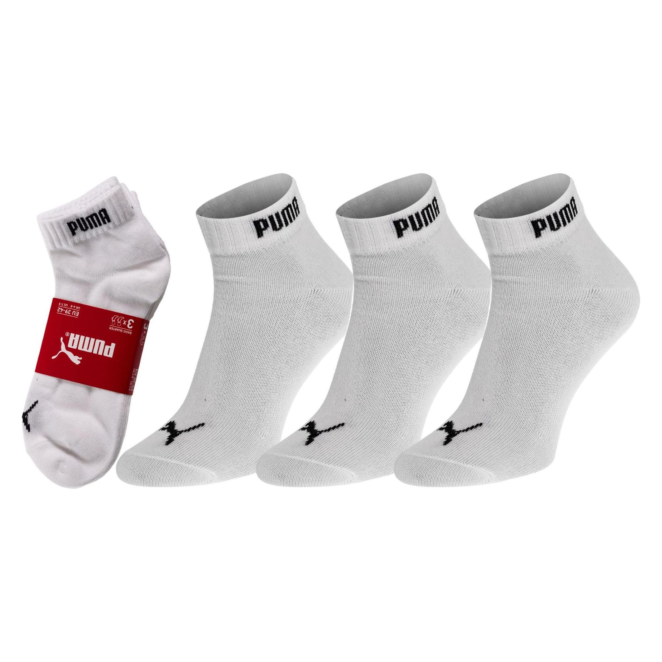 Puma, Unisex, Sokken, Kwart, Wit, (Set Van 3, 39 - 42)