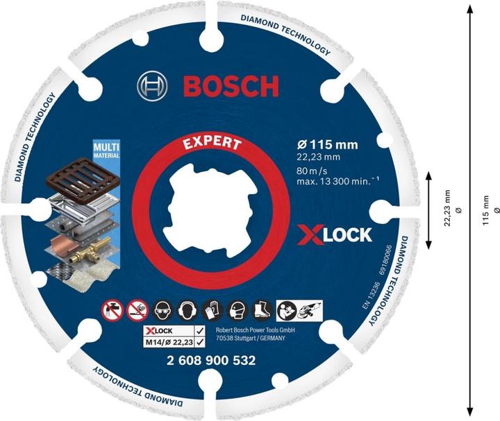 Actual product image Bosch Professional Zubehör Cutting and grinding disc Diamond cutting disc X LOCK Best for Metal 115 x 22.23 mm diameter 1 pc.