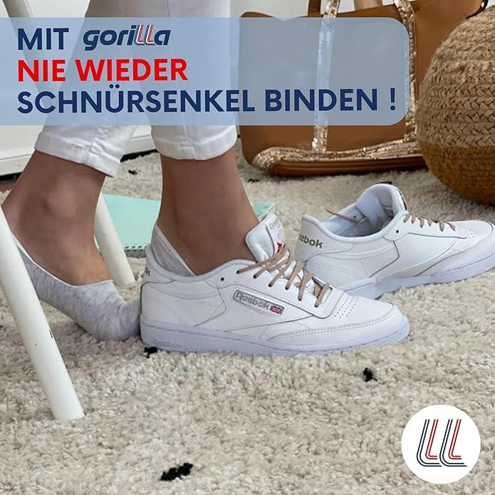 Immagine prodotto Gorilla Elastische Schnürsenkel Flexibel Ohne Binden Schmal Silikon Flame (110 cm)
