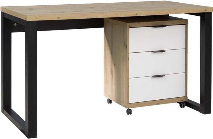 ADRK Furniture Schreibtisch mit Container MARO I (135 x 65 x 75.20 cm)