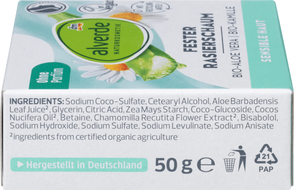 Actual product image dm alverde Solid organic aloe vera, organic camomile
