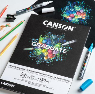 Actual product image Canson Drawing Pad Graduate A4 Black (A4, Plain)