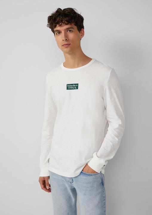 Produktbild s.Oliver T-Shirt Longsleeve mit Flammgarnstruktur und Frontprint (M)