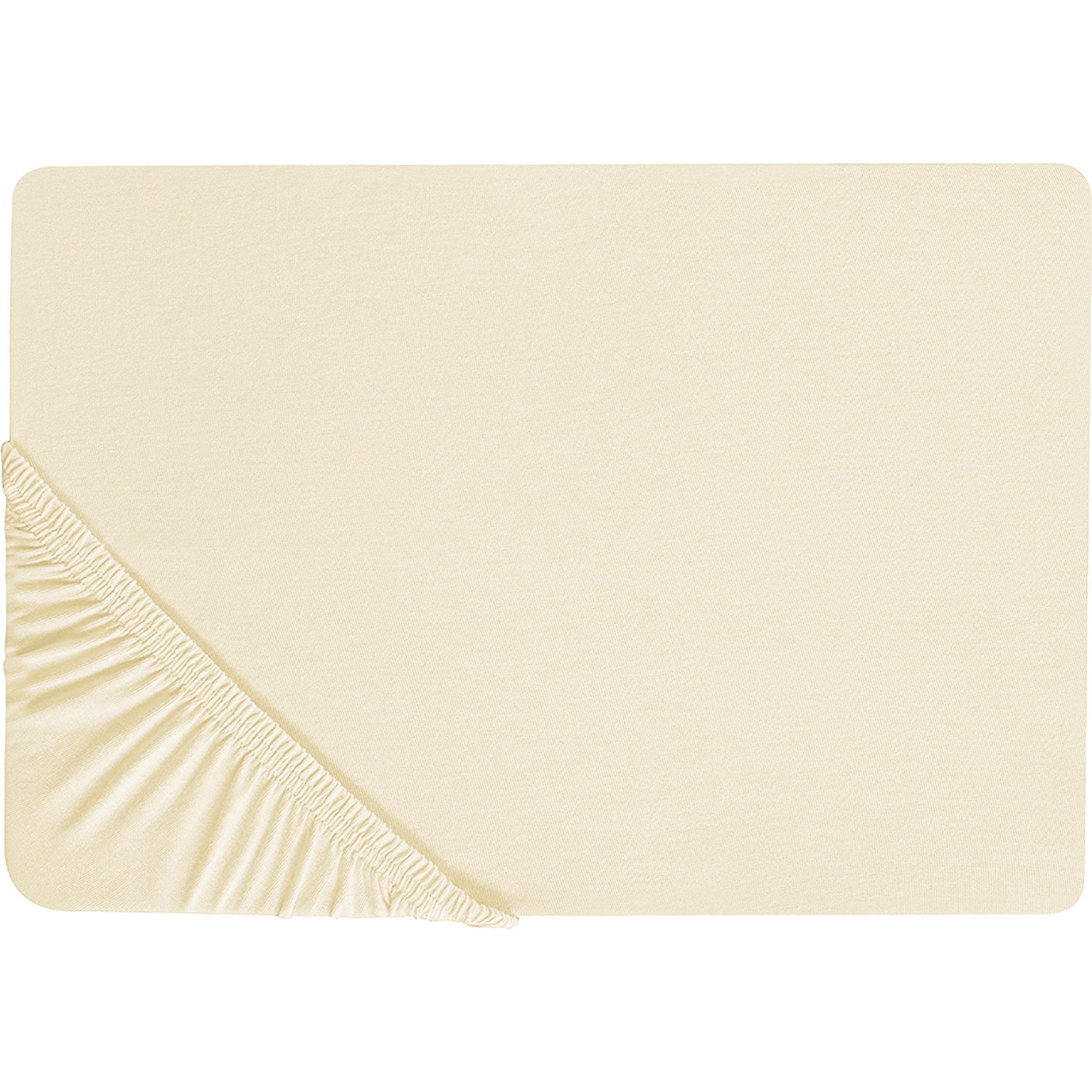 Thumbnail - Beliani, Fixleintuch, Spannbettlaken Baumwolle beige 160 x 200 cm JANBU (160 x 200 cm)