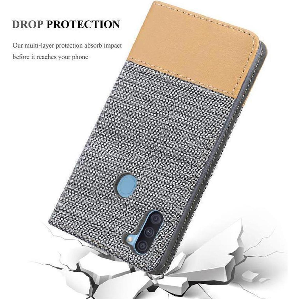 Thumbnail - Cadorabo Jeans Optik (Samsung Galaxy A11, Samsung Galaxy M11), Smartphone Hülle, Grau, Braun