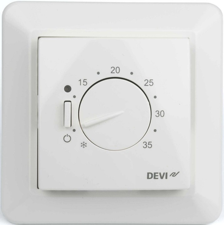 Actual product image Devi DEVIreg 531 Thermostat with 2-pole output, built-in room sensor, 15A., temperature setting vo