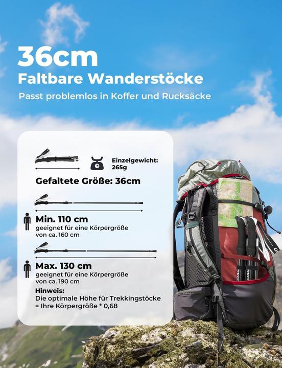 Actual product image Glymnis Längenverstellbare Trekkingstöcke (110 - 130 cm)