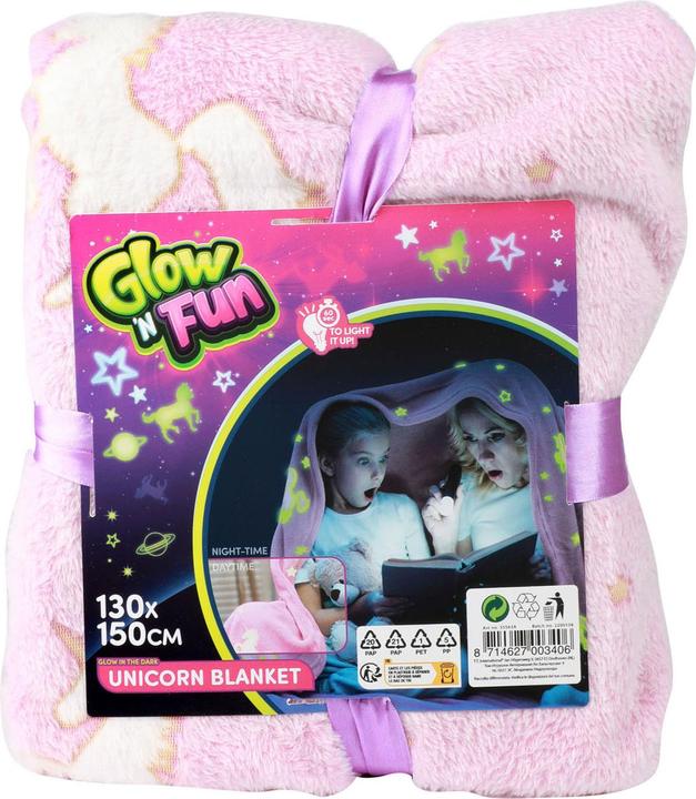 Actual product image Toi-Toys Glow N fun Glow in the Dark blanket unicorn, 130x150cm (130 x 150 cm)