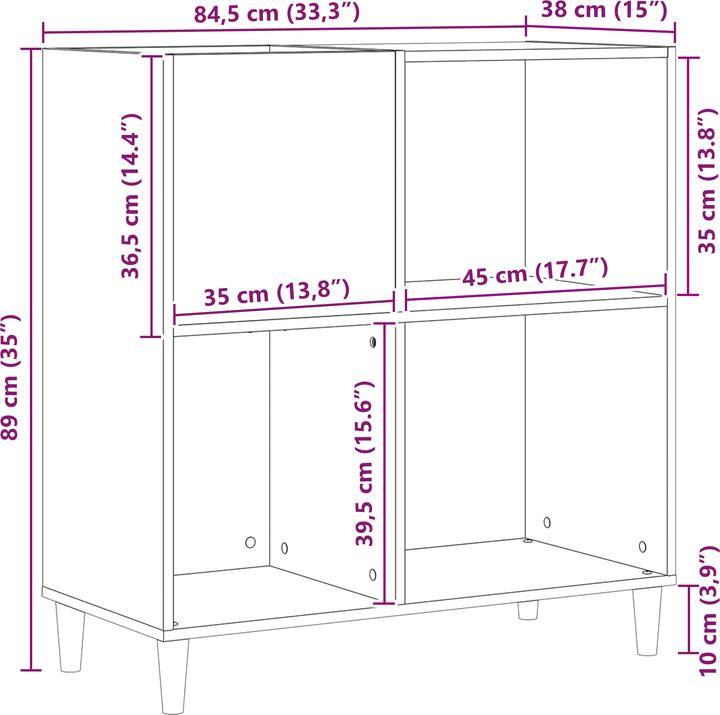 Produktbild vidaXL Schallplattenschrank (38 x 84.50 x 89 cm)