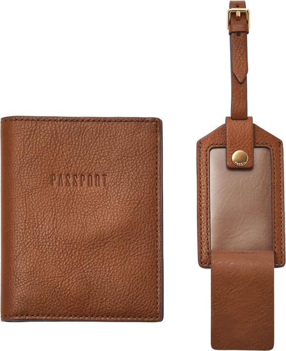Actual product image Fossil Gift Set Passport Case and Luggage Tag