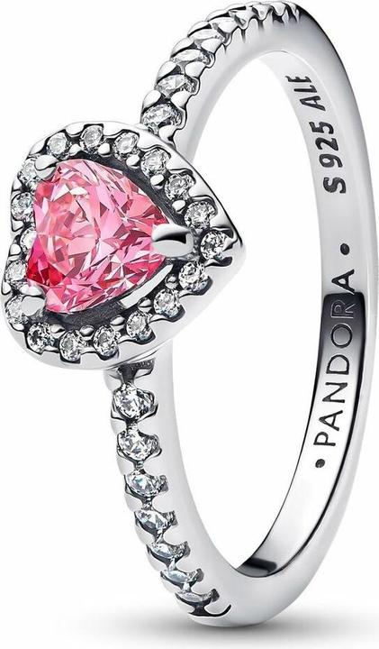 Pandora Erhabenes Rosafarbenes Herz Ring (58, 925 Silber)
