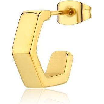 Sagapo, Ohrringe, S'Agapo Snap Snp33 Gold-Plated Round Single Earring