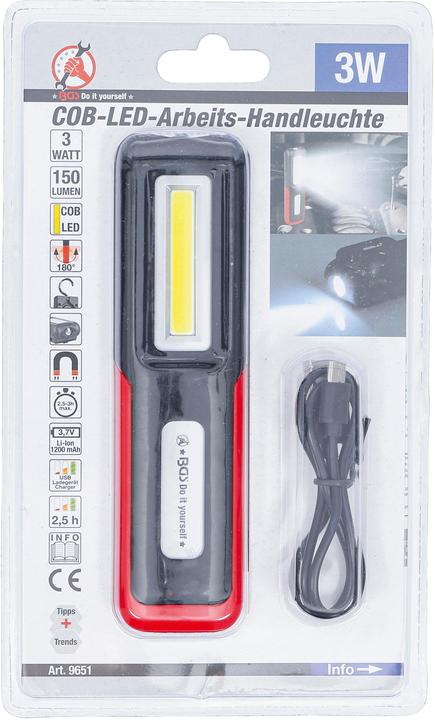 Actual product image BGS COB-LED Handheld Work Lamp
