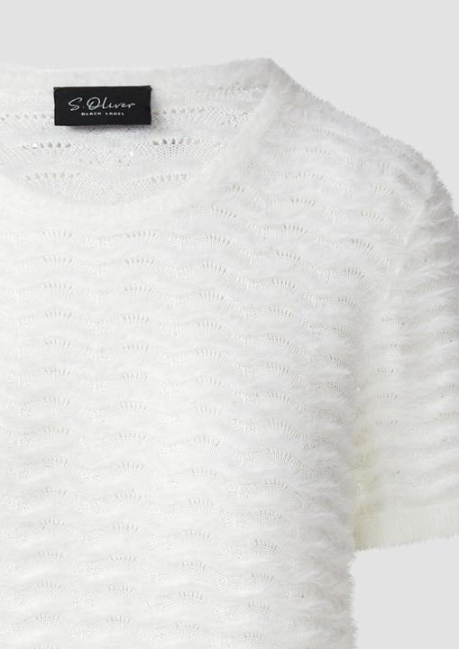 Produktbild s.Oliver Strickpullover Kuscheliger Kurzarm-Pullover mit Wellenstrickmuster und Pailletten (40)