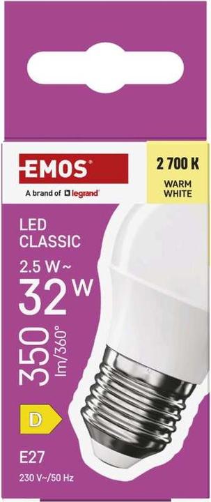 Produktbild Emos LED Lampe Classic Mini Globe / E27 / 2,5 W (32 W) / 350 lm / Warmweiss (E27, 350 lm, 1 x)