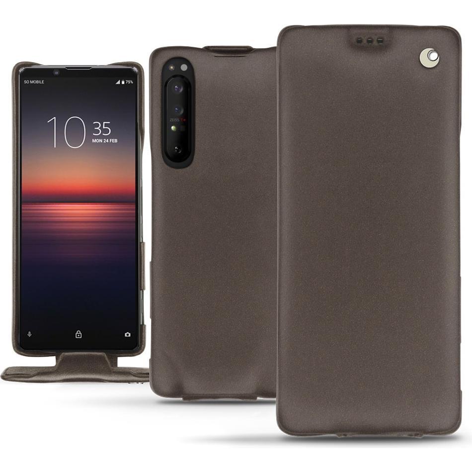 Noreve Lederschutzhülle vertikal (Sony Xperia 1 II), Smartphone Hülle, Grau