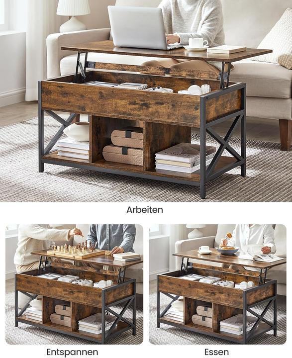 Immagine prodotto Vasagle Couchtisch Industrial 50 x 49 cm, Schwarz, Tiefe