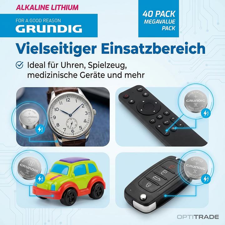 Produktbild Grundig Lithiumbatterie 40 Stück (40 Stk., Gerätespezifisch, 13 mAh)