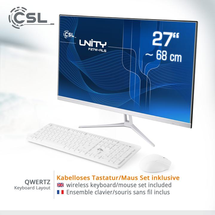 Actual product image CSL All-in-One-PC Unity F27W-ALS / 512 GB / 16 GB RAM / Win 11 Pro, QWERTZ Layout (DE) (512 GB, 16 GB, Intel UHD Graphics)