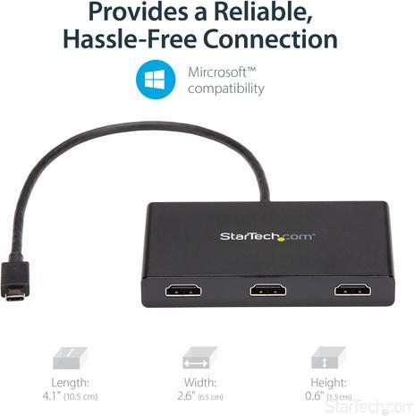 Produktbild StarTech 3-Port Multi-Monitor Adapter (USB Typ-C, 10.50 cm)