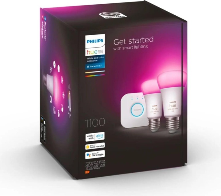Actual product image Philips Hue Starter Kit (E27, 11 W, 1100 lm, 1 x, F)
