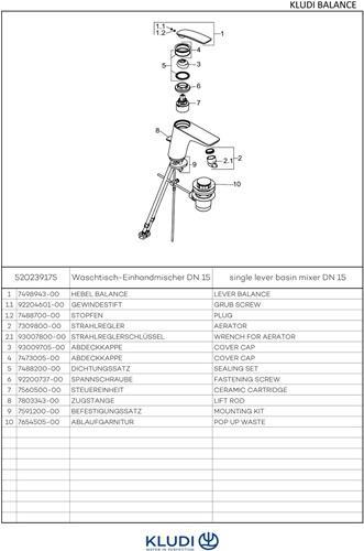 Produktbild Kludi Waschtisch-Einhandmischer BALANCE DN 15 weiss/chrom