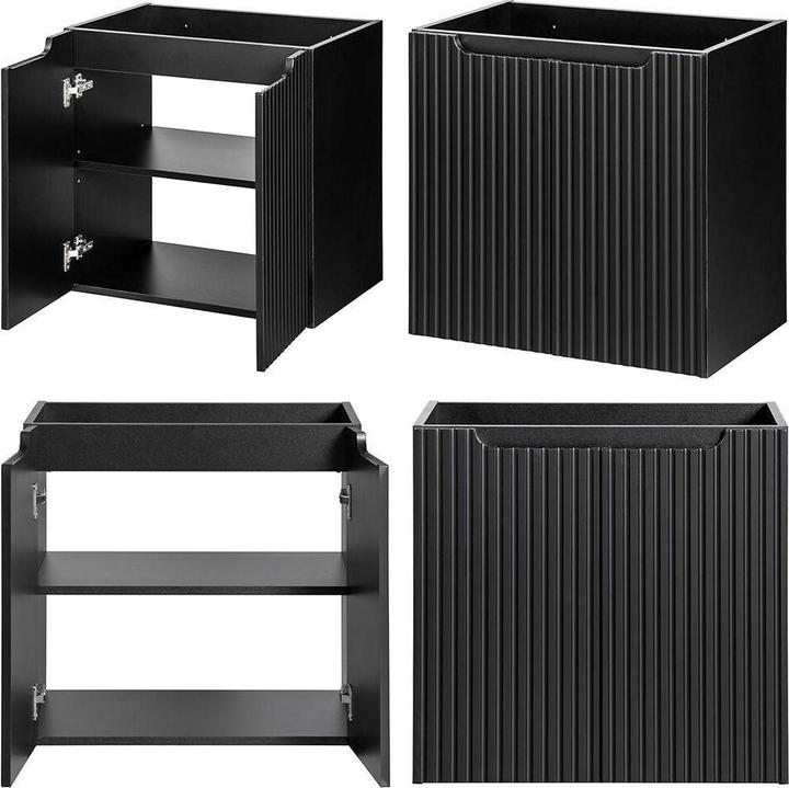 Produktbild En.Casa Waschbeckenunterschrank Skelbolu mit 3 Türen 90x60x40cm Schwarz