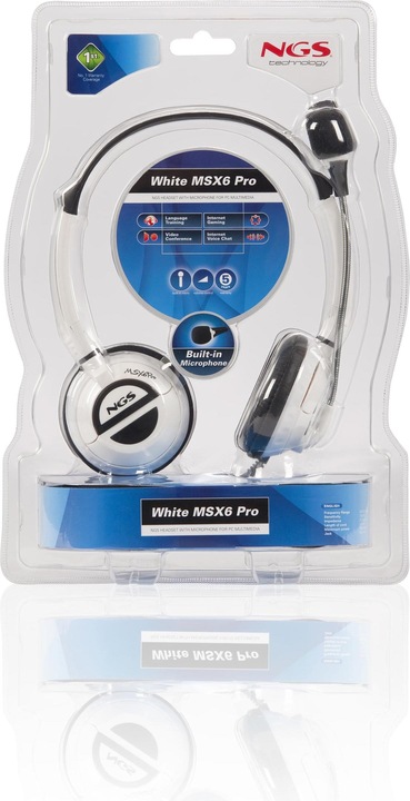 Produktbild NGS MSX6 Pro Kopfhörer Verkabelt Kopfband Calls/Music Weiss (Kabelgebunden)