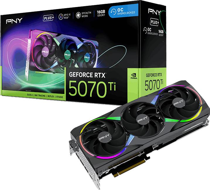 Image du produit PNY GeForce RTX 5070 Ti Epic-X RGB Overclocked Triple Fan Plus (16 Go)