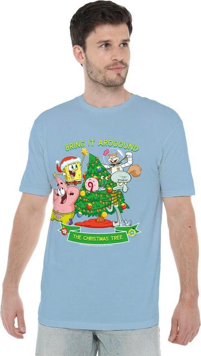 Actual product image Spongebob Squarepants Mens Aroooound The Christmas Tree Patrick Star T-Shirt (L)