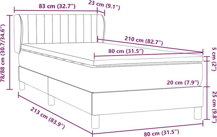 Produktbild vidaXL Boxspringbett (80 x 210 cm)