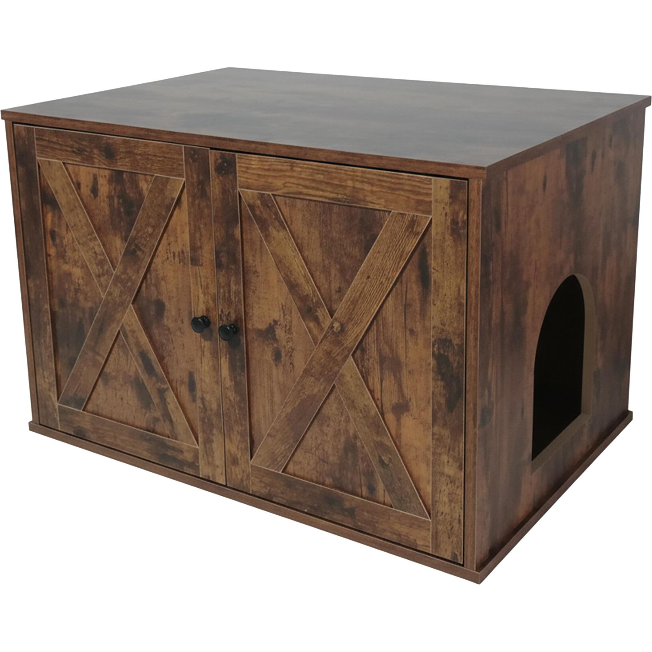 Comparer les prix de Relaxdays Meuble pour litière cloison amovible entrée latérale cache-litière HxLxP: 50x80x53 cm brun foncé