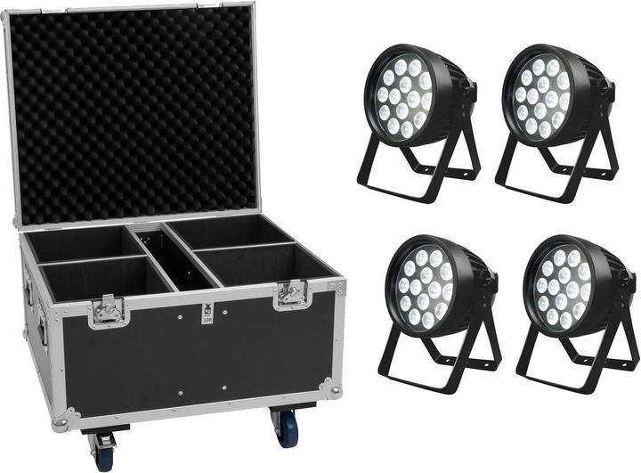 Eurolite Set 4x LED IP PAR 14x8W QCL RGBW IP65 + Flightcase (LED)