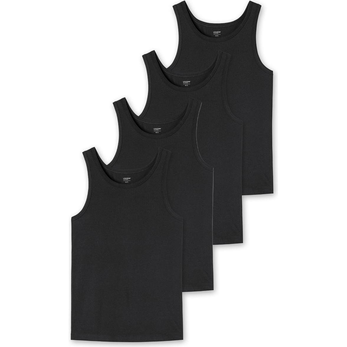 Uncover by Schiesser, Herren, Shirt, 4er Pack Basic Unterhemd / Tanktop, Schwarz, (3XL)