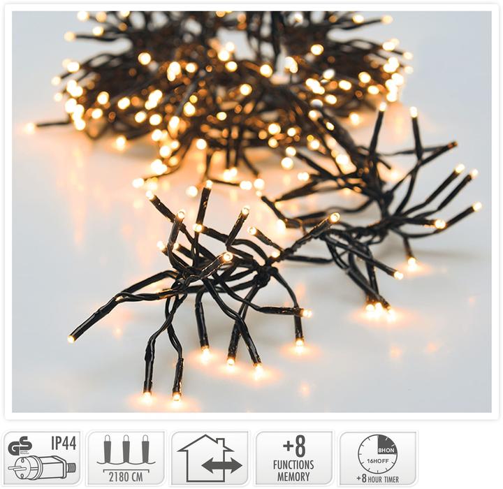 Productafbeelding Koopman LED-Clusterbeleuchtung Büschel warmweiss, 3000 LEDs, sw Kabel, Innen/Aussen, 25m (25 m)