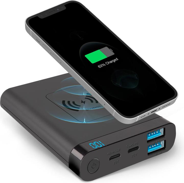 SBS Powerbank senza fili con 10 Watt (10000 mAh, 10 W, 37 Wh)