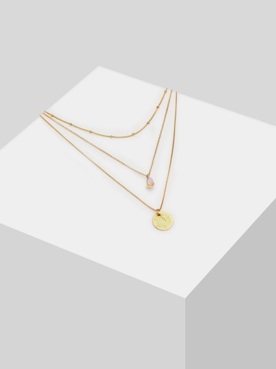 Produktbild Elli Edelsteinkette, Layer (925 Sterling Silber vergoldet, Mondstein, 40 cm)