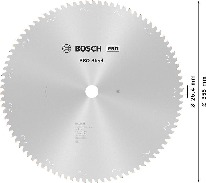 Produktbild Bosch Professional Zubehör PRO Steel Kreissägeblatt, 355 x 2,2 x 25,4 mm, T90