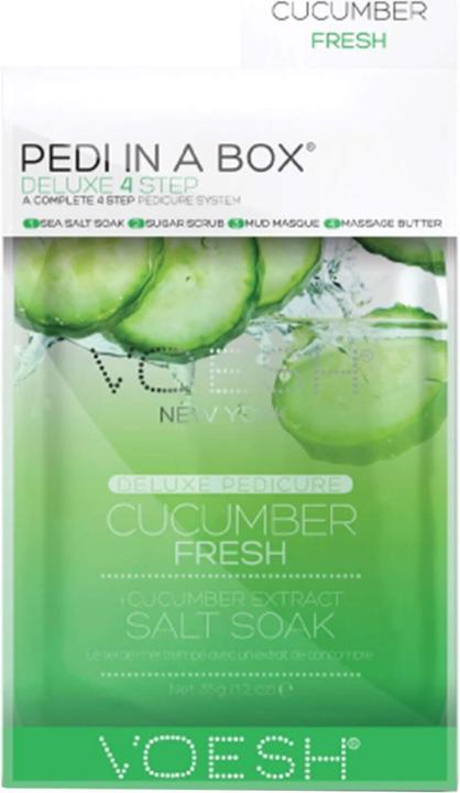 Immagine prodotto Voesh Pedi In A Box Deluxe 4 Step Cucumber Fresh (Crema piedi e gel piedi, Maschera del piede, Pediluvio)