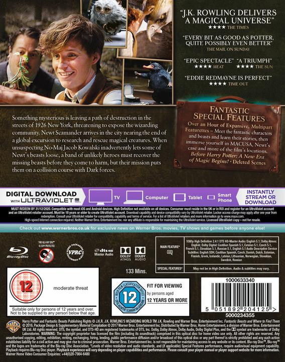 Immagine prodotto Warner Bros Fantastic Beasts And Where To Find Them (Blu-ray, Inglese)
